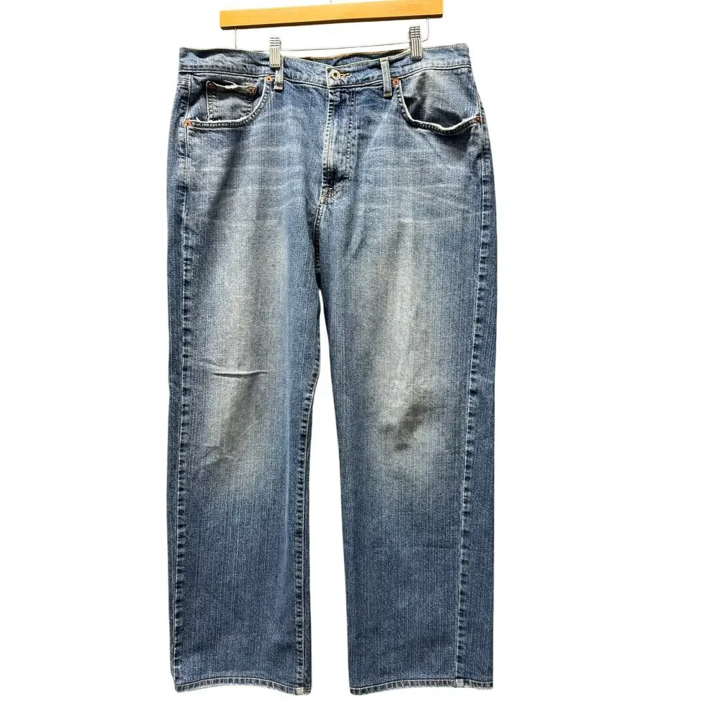 Lucky Brand Jeans Loose Fit Mens 36 (36x30 ACTUAL) Faded Wash Blue Denim Vintage